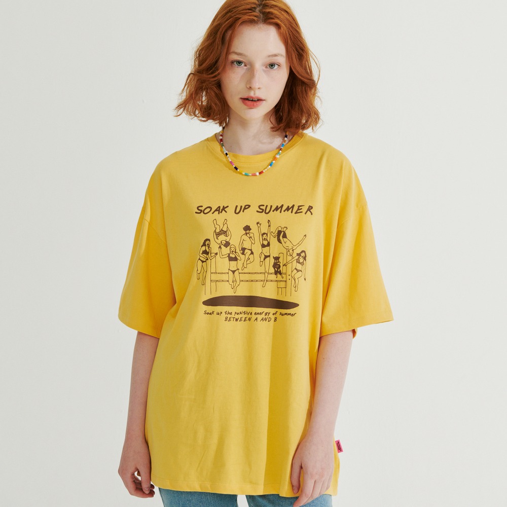 DIVING PRINTED OVER FIT T-SHIRT [YELLOW]